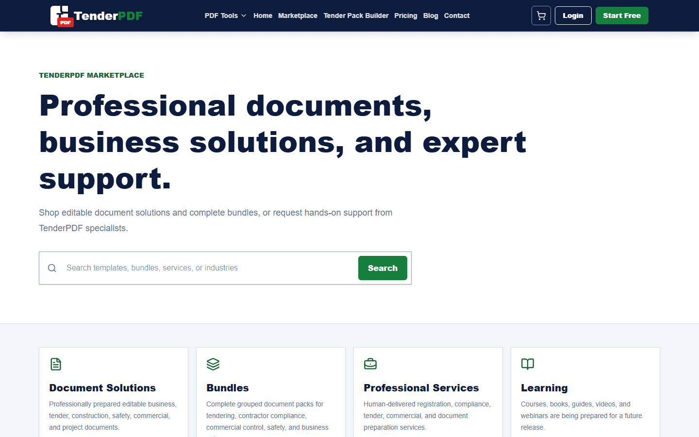 Construction Health and Safety File Guide for Contractors workflow shown on TenderPDF